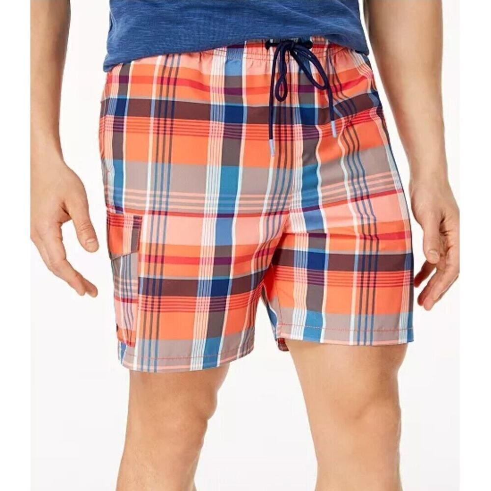 Tommy Bahama Naples Riviera Madras Classic-Fit Plaid Twill 6 Inch Swim Shorts XL